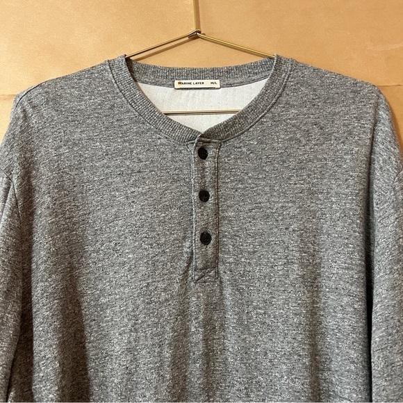 Marine Layer | Men’s Double Knit Henley Long Sleeve Pullover Shirt Grey Size M/L - Picture 4 of 12